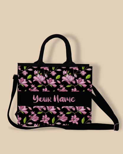 Customized small Tote Bag Designed with Placemats Flowering Magnolia Pink