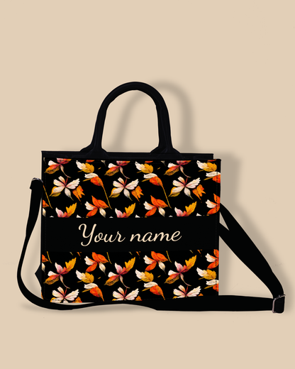 Customized small Tote Bag Designed with Watercolor Autumn Leaves Pattern