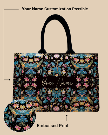 African Jungle Up Embossed Leather Personalized Tote Bag
