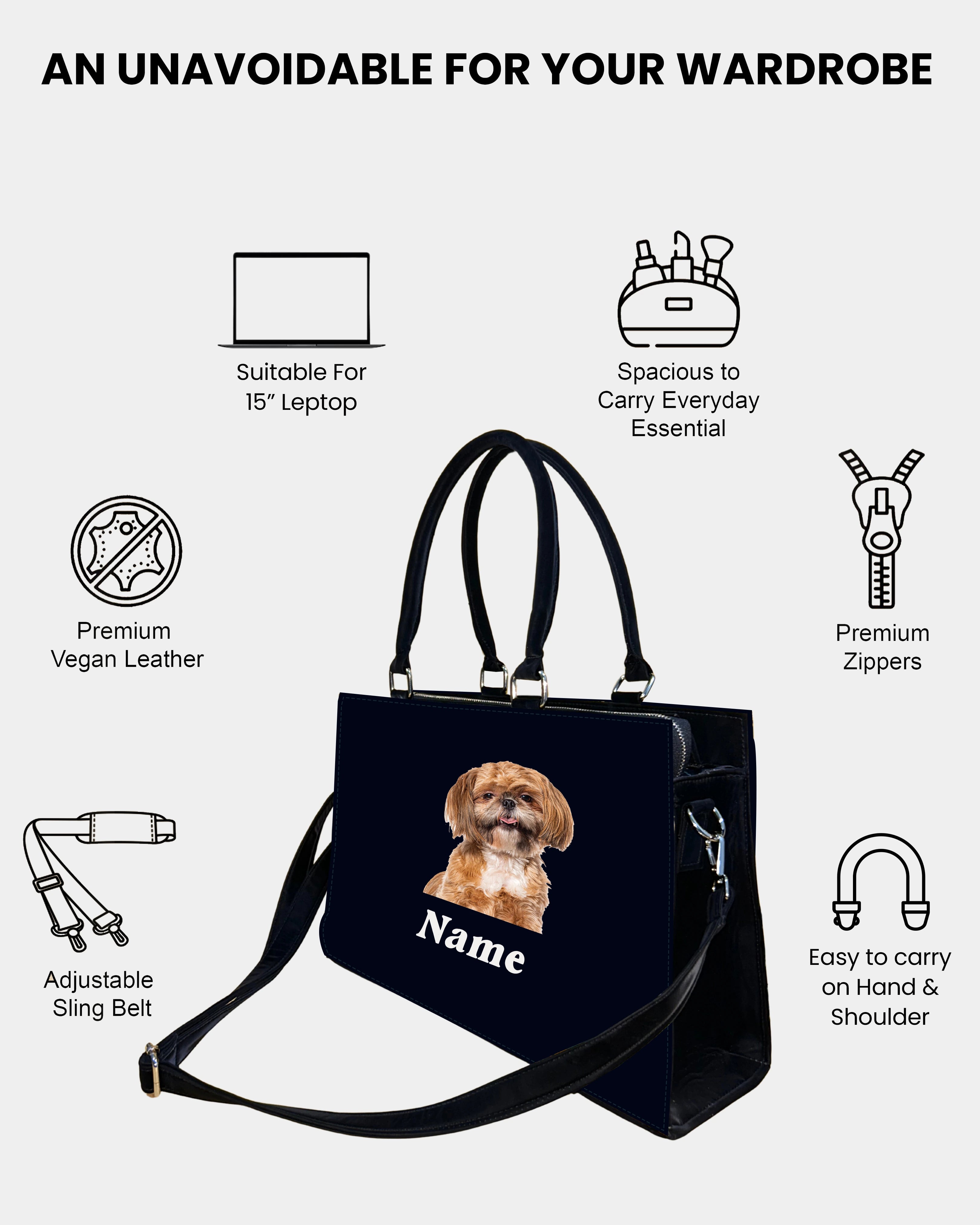 Custom Pet Photo Tote Bag with Name