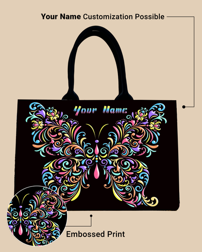 Customized Tote Bag Designed With Colorful butterfly Pattern