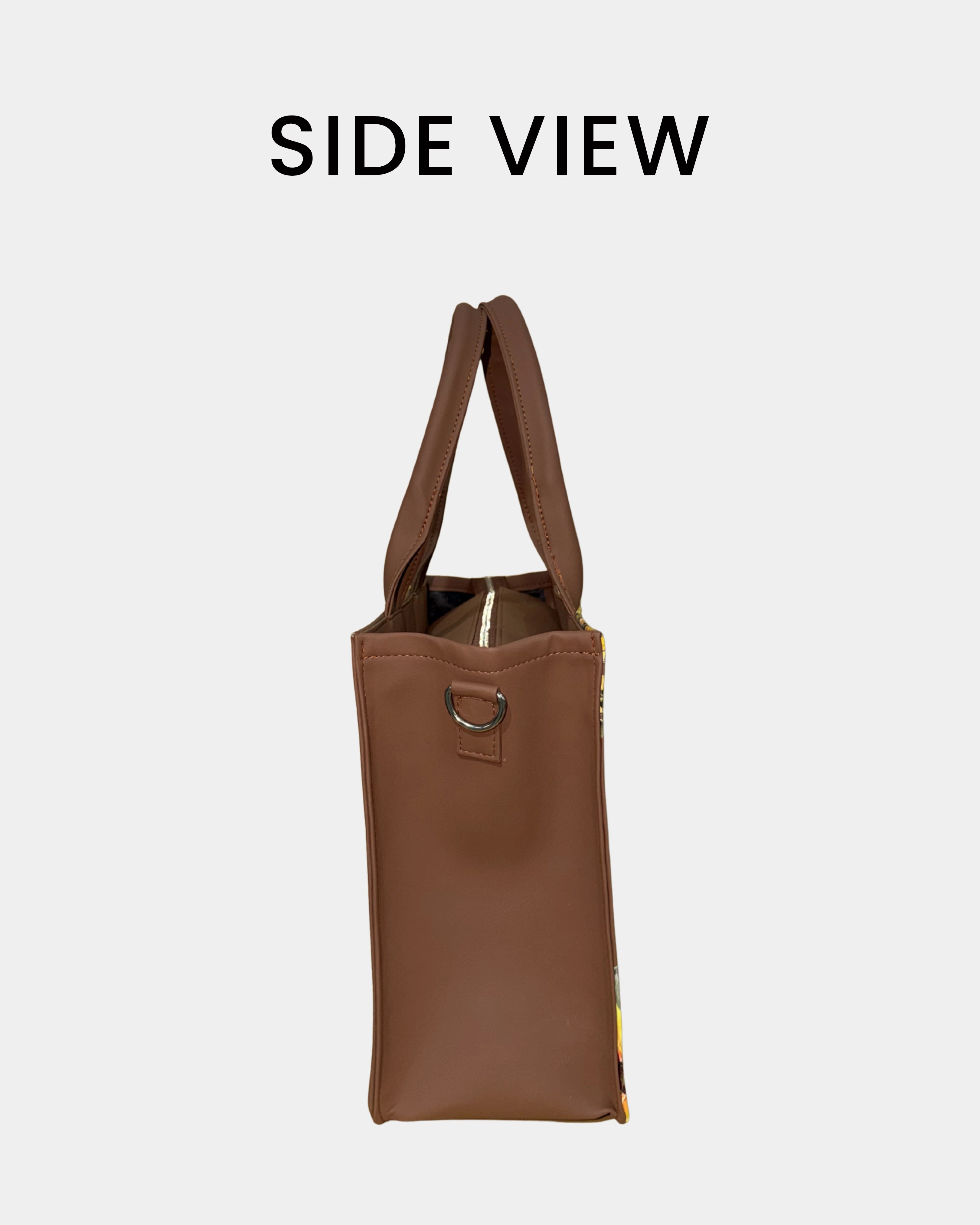Brown Yellow Floral Embossed Artwork Customized Tote Bag for Women