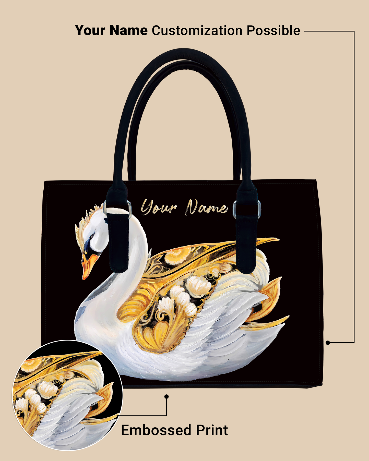 Swans Birds Designer Sling Tote