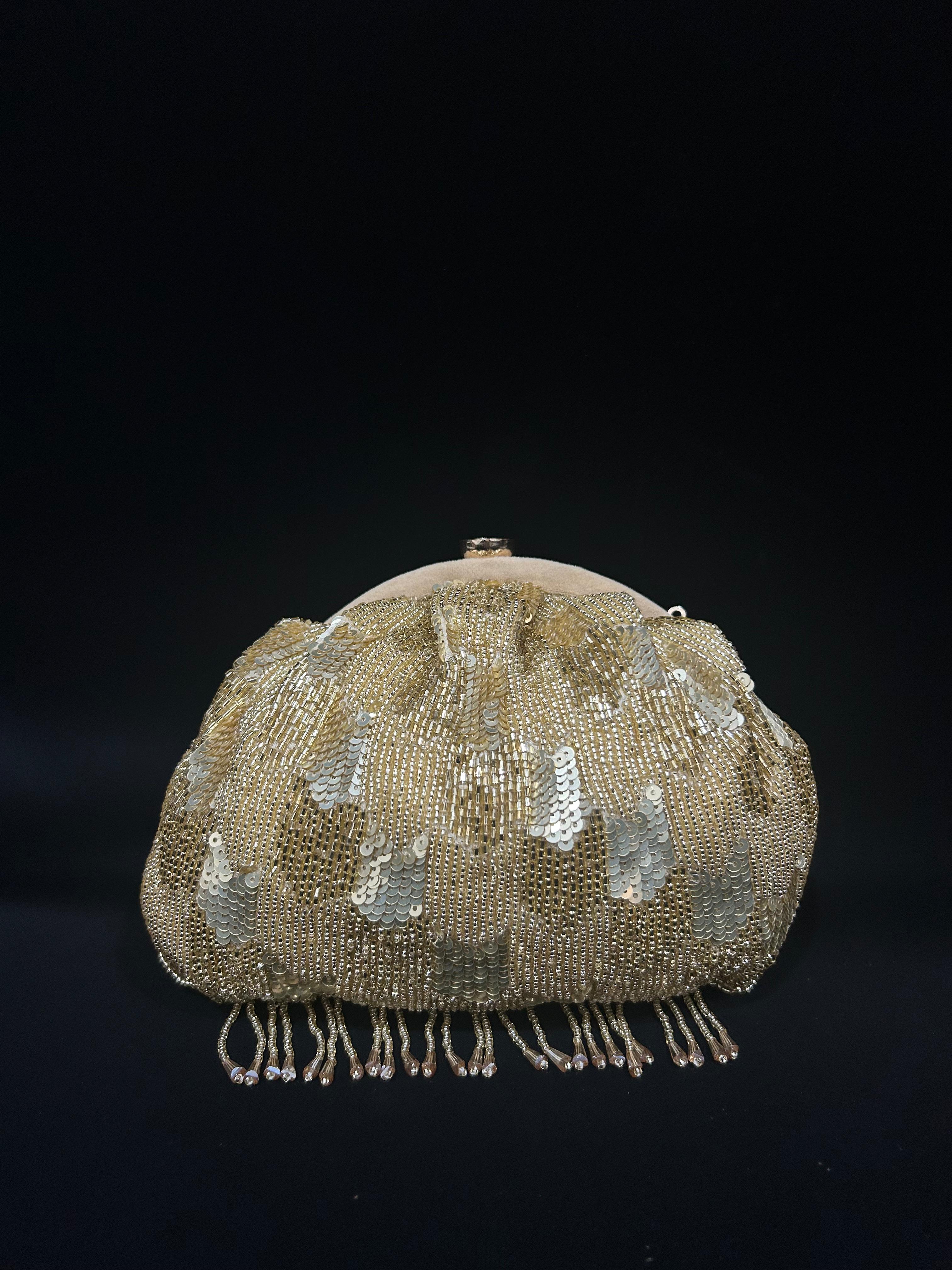 Golden Hour Sequin Beaded Dome Clutch