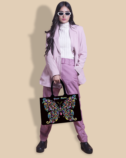 Customized Tote Bag Designed With Colorful butterfly Pattern