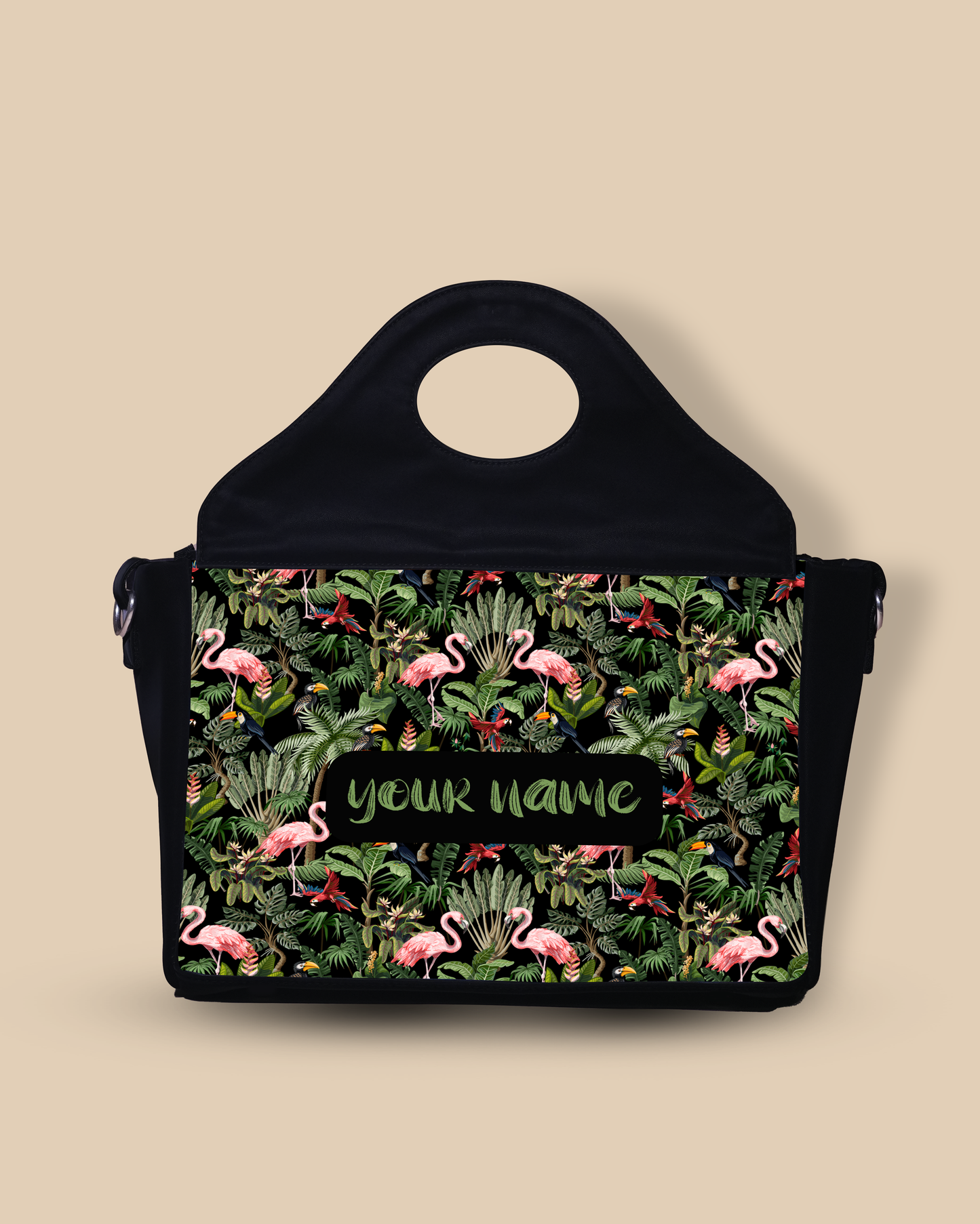 Customized Sling Purse Designed with Flamingo And Colorful Parrot