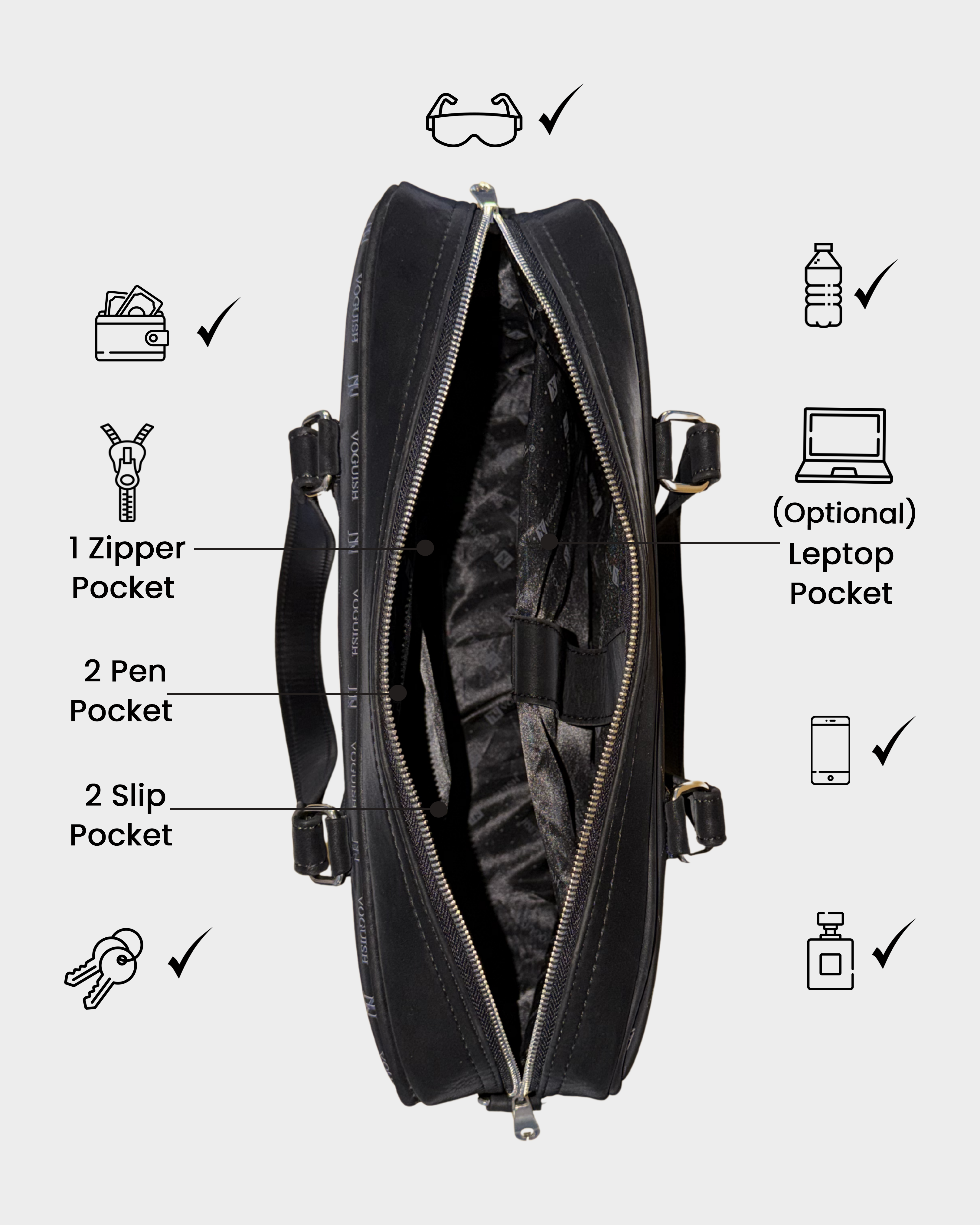 IN VOGUISH Z Black Luxe Laptop Bag for Men