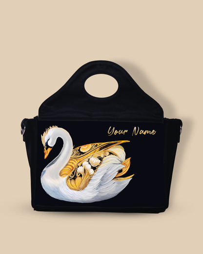 Customized Sling Purse Designed With Swans Birds Pattern