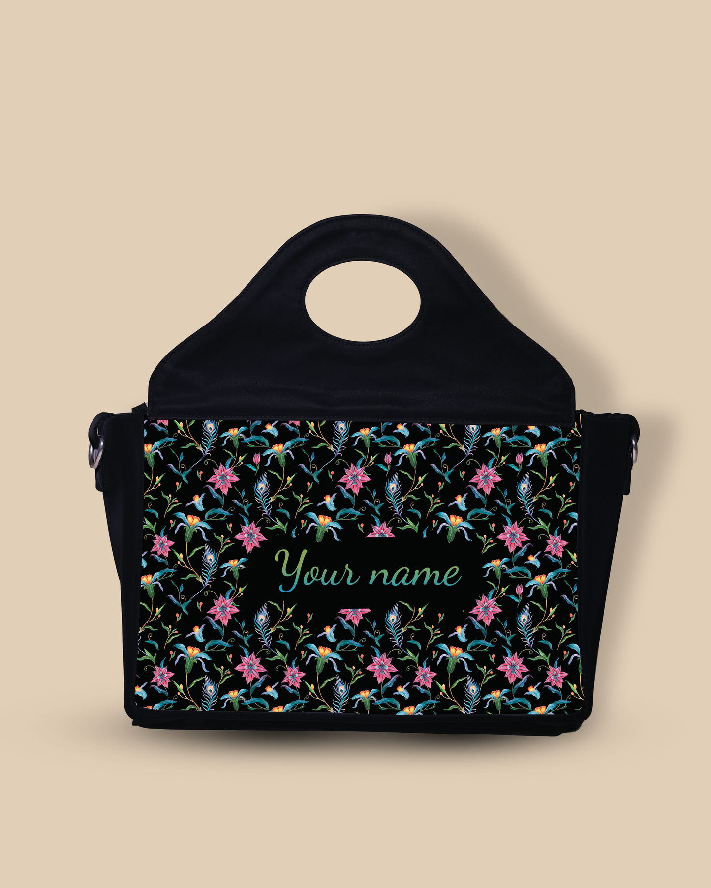 Customized Sling Purse Designed with Lily, Paradise Flowers And Peacock Feather