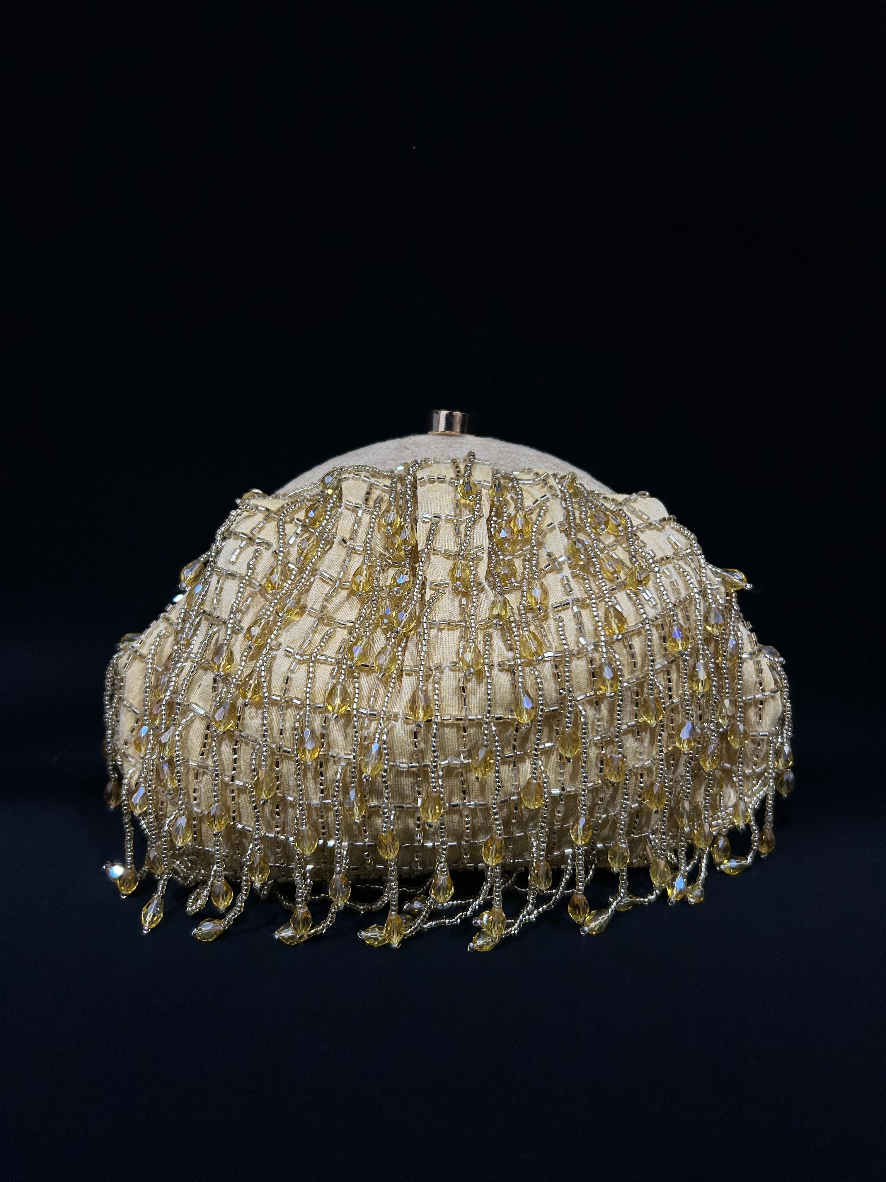 Golden Gleam Dome Beaded Potli Clutch