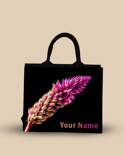 Beautiful Flower Design Up Embossed On Glossy Leather Personalized small Tote Bag