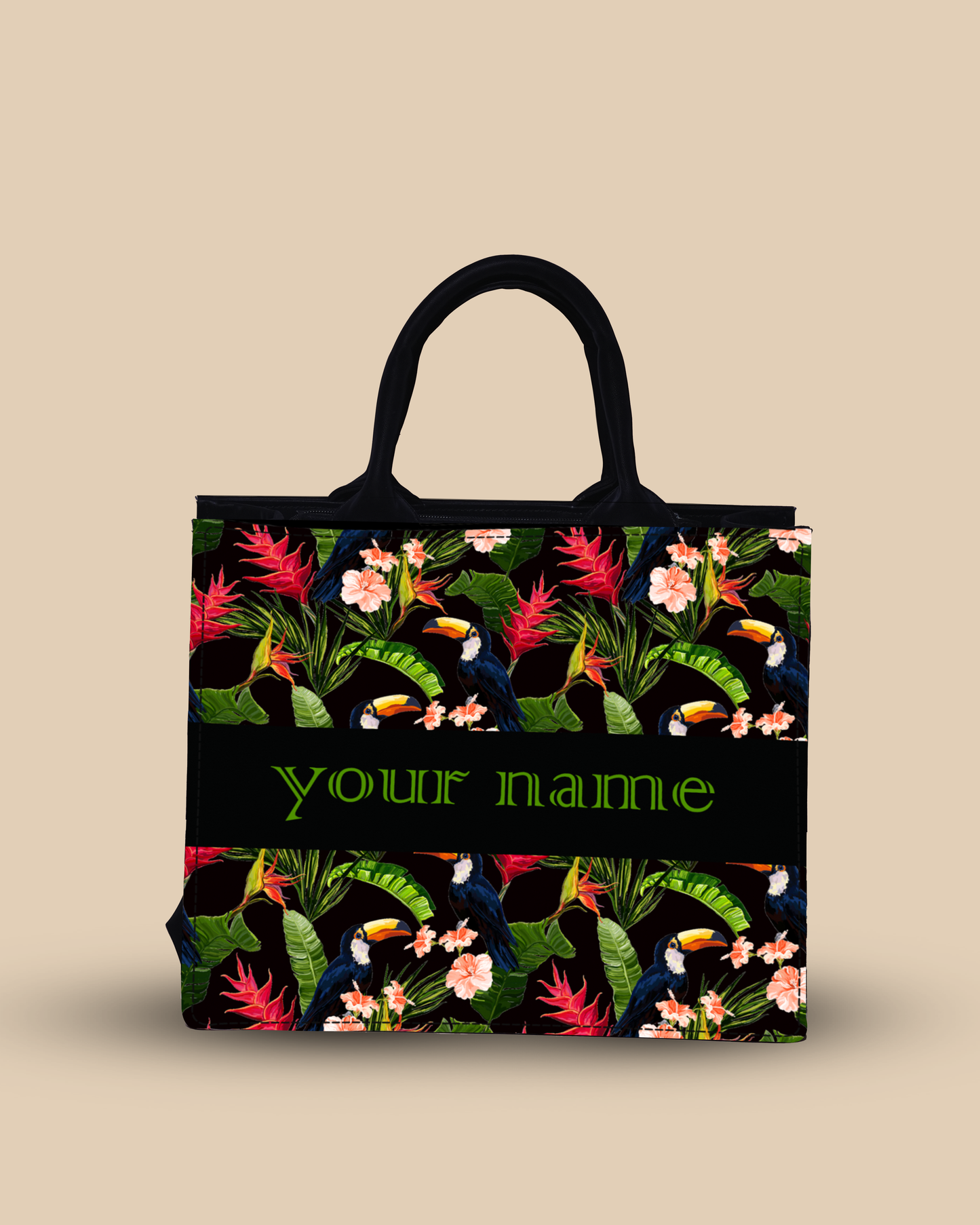 Customized small Tote Bag Designed With Beautiful Coconut Palm Trees With Birds