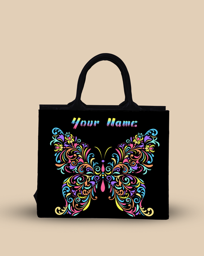 Customized small Tote Bag Designed With Colorful butterfly Pattern