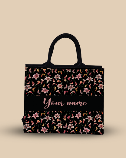Customized small Tote Bag Designed With Romantic Lily Flowery Pattern