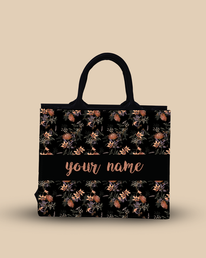 Customized small Tote Bag Designed with Decorative Blooming Flower Plant Patter