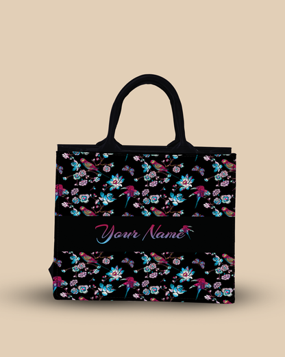 Customized small Tote Bag Designed with Flowering Branch And Bird