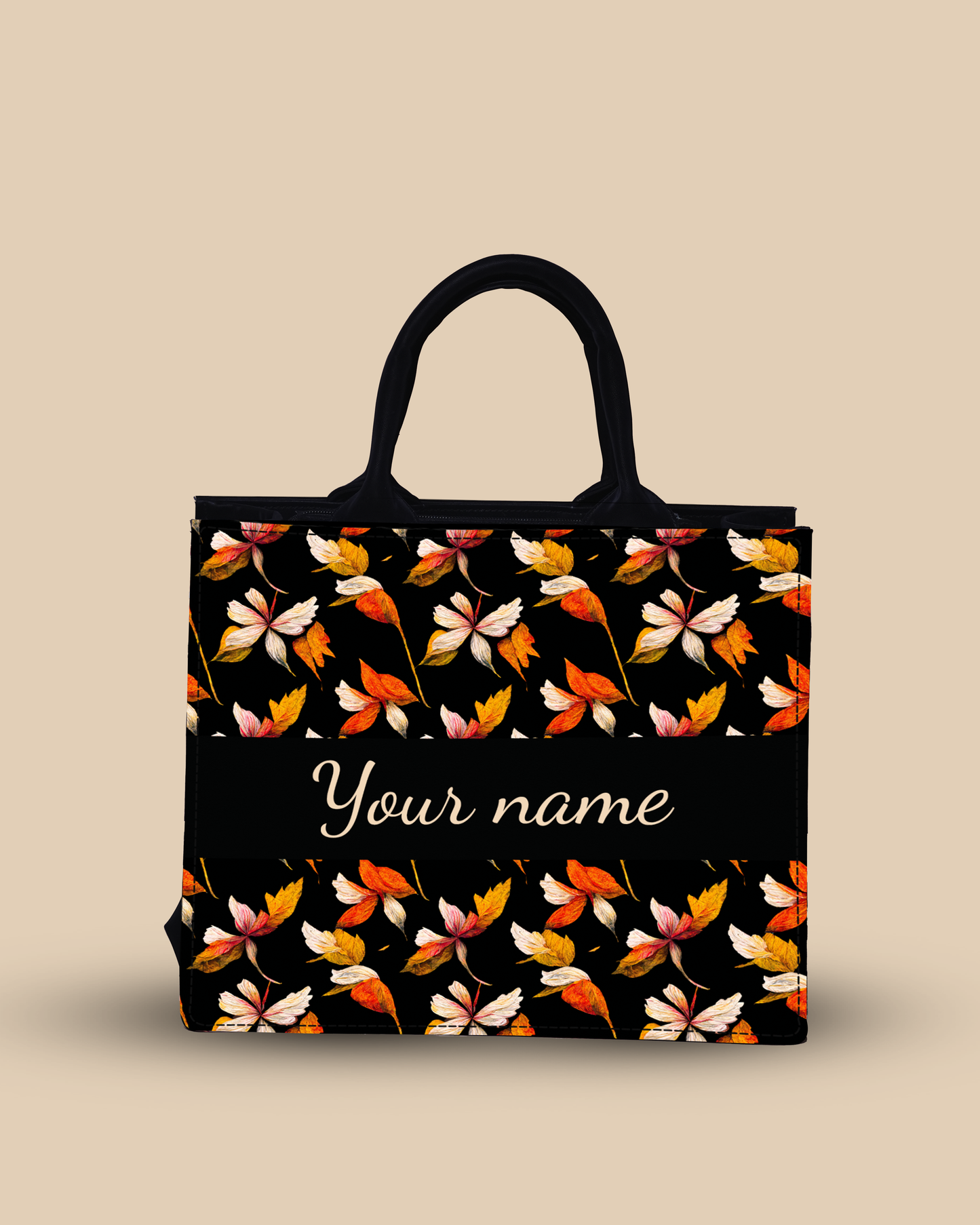 Customized small Tote Bag Designed with Watercolor Autumn Leaves Pattern