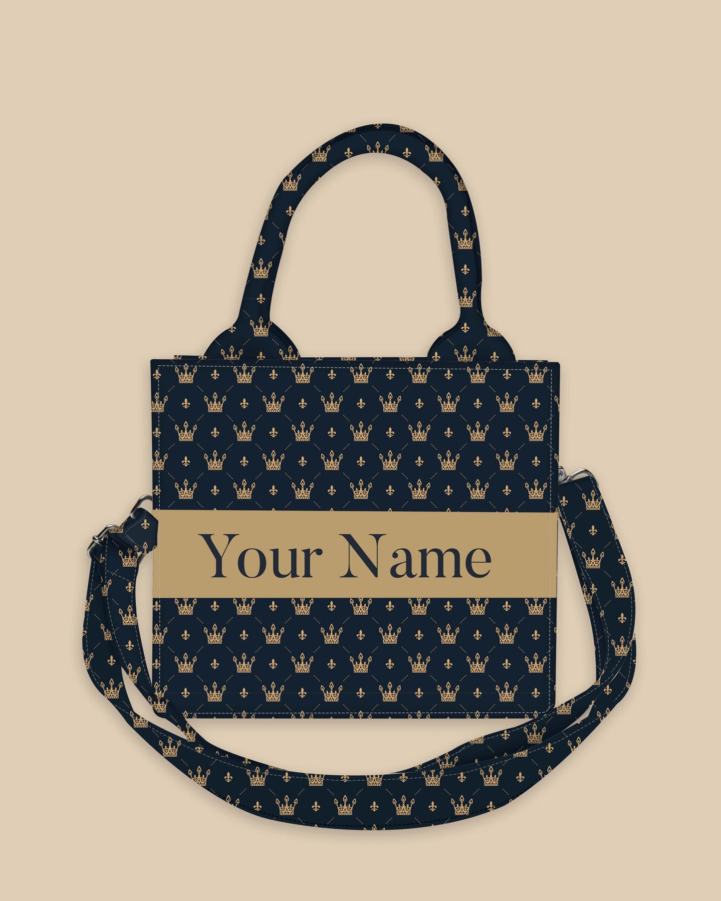 Customized Small Tote Bag Designed With Baby Prince Crown