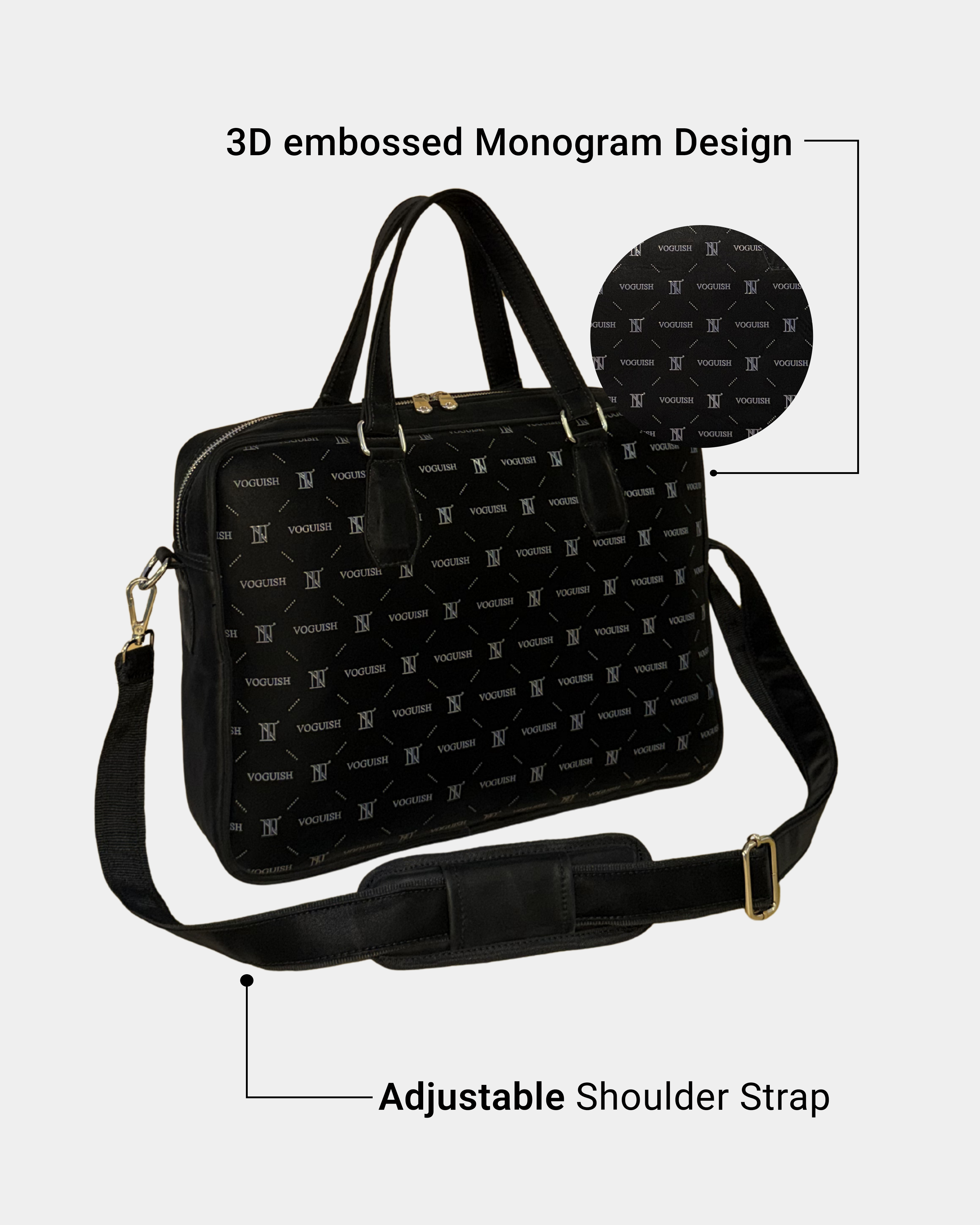 IN VOGUISH Z Black Luxe Laptop Bag for Men