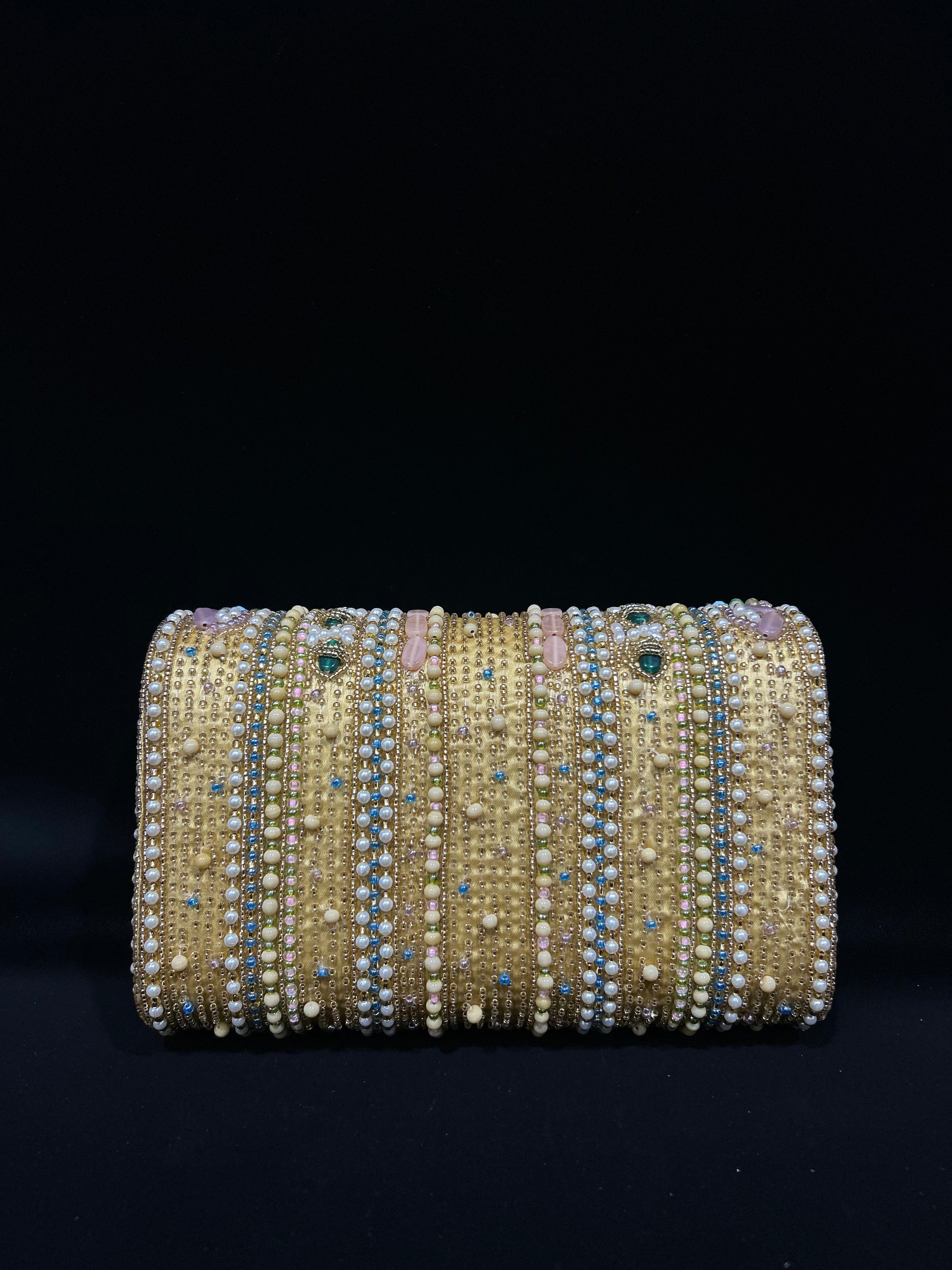 Mughal Garden Multicolor Hand-Embroidered Fringe Clutch