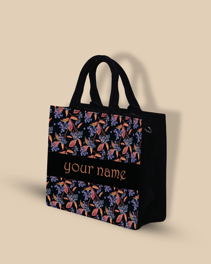 Customized small Tote Bag Designed with Grapes And Leaf Pattern