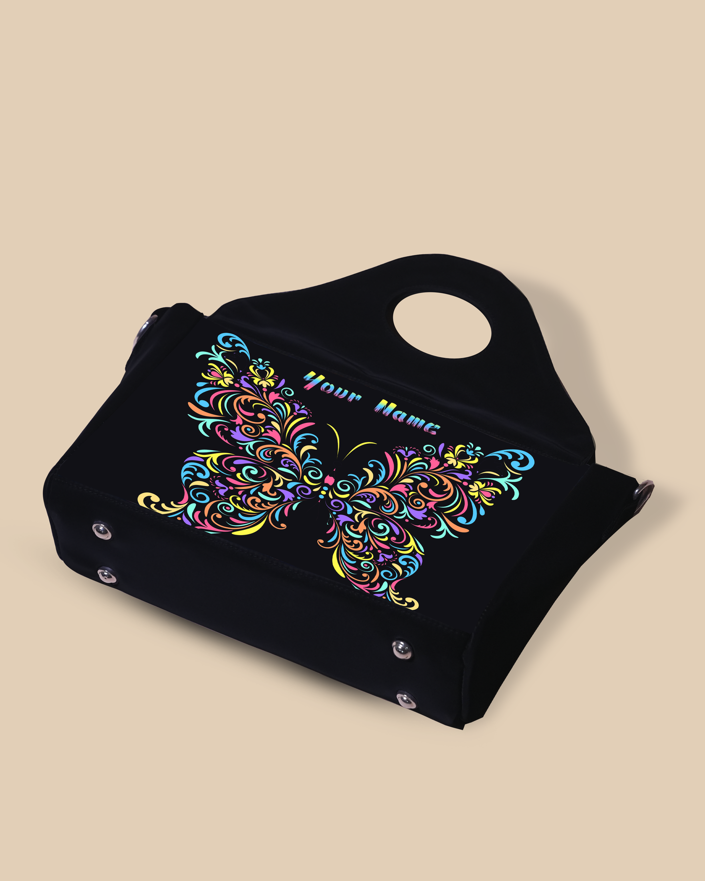 Customized Sling Purse Designed With Colorful butterfly Pattern