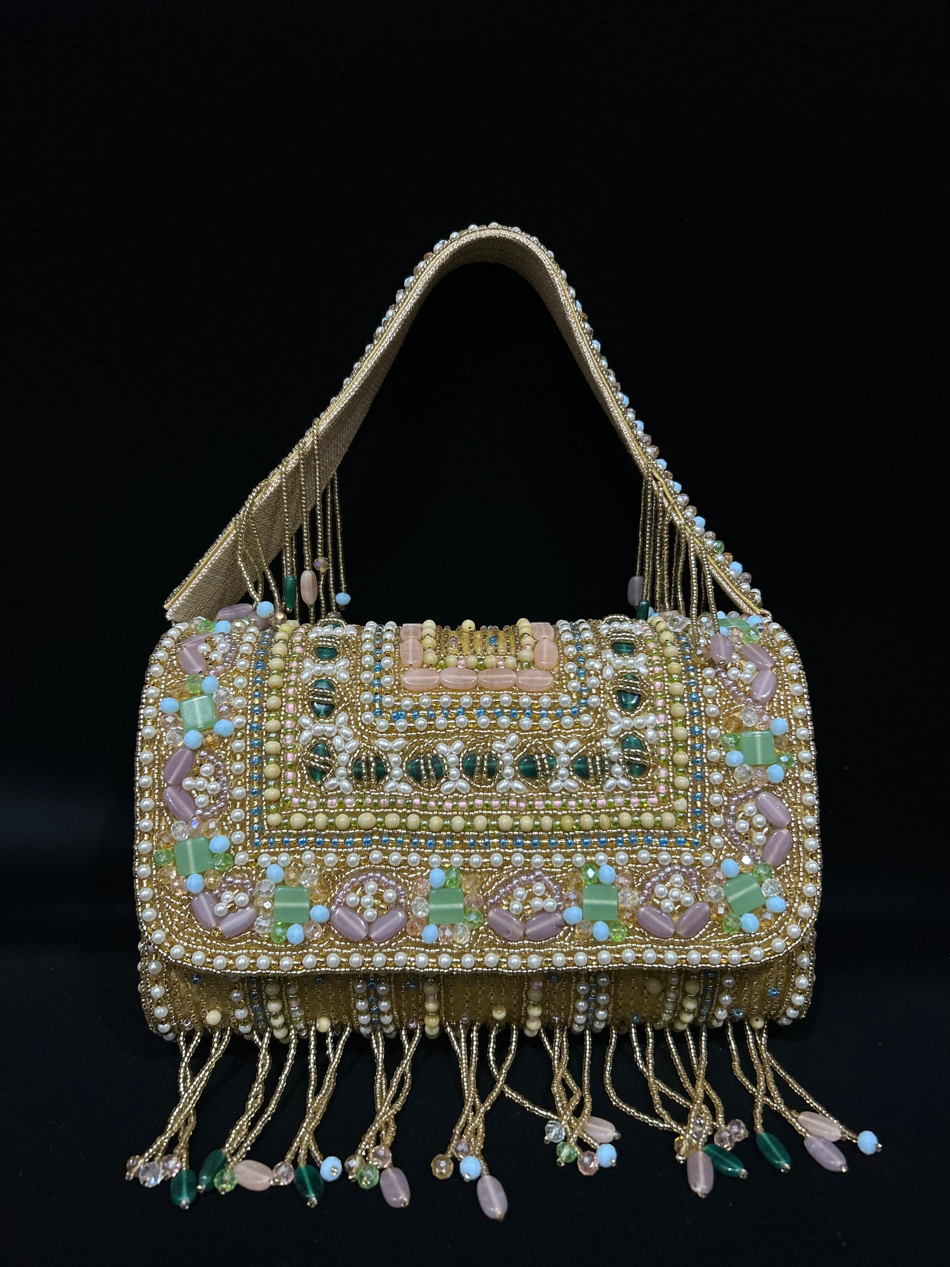Mughal Garden Multicolor Hand-Embroidered Fringe Clutch