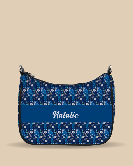 Customized Sling Bag Designed With Blue Jay Birds And Feather