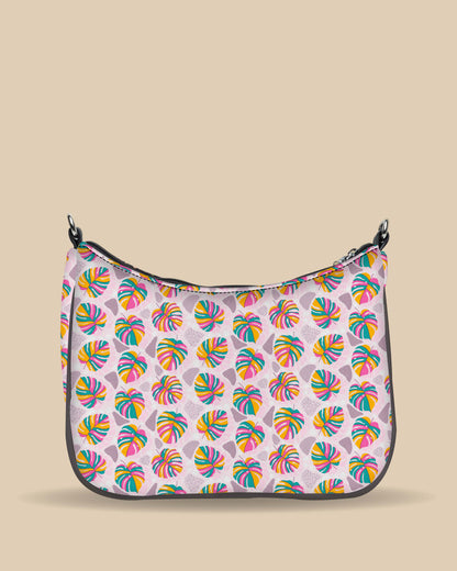 Customized Sling Bag  Designed With Rainbow Tropical Palm Leaves