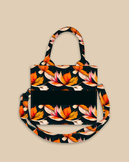 Customized Small Tote Bag Designed With Autumn Leaves Decorative Pattern