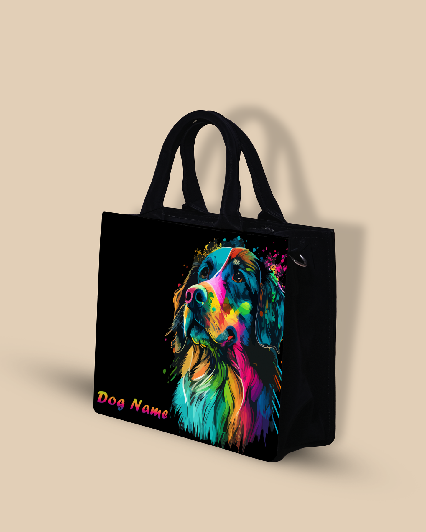 Customized Small Tote Bag Designed With Colourful Dog