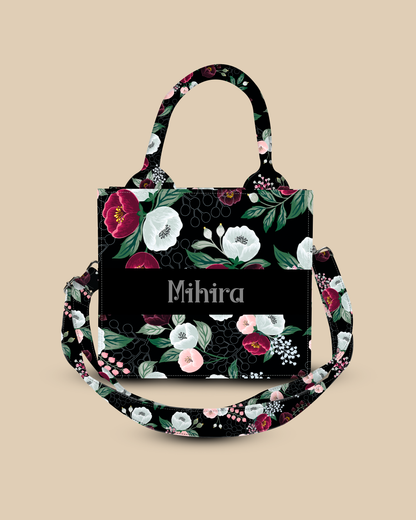 Customized Small Tote Bag Designed With Decorative Wild Peone Flowers
