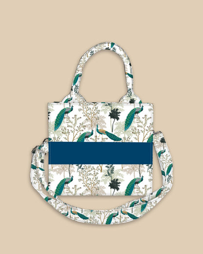 Customized Small Tote Bag Designed With Elegant Peacock And Summer Tree