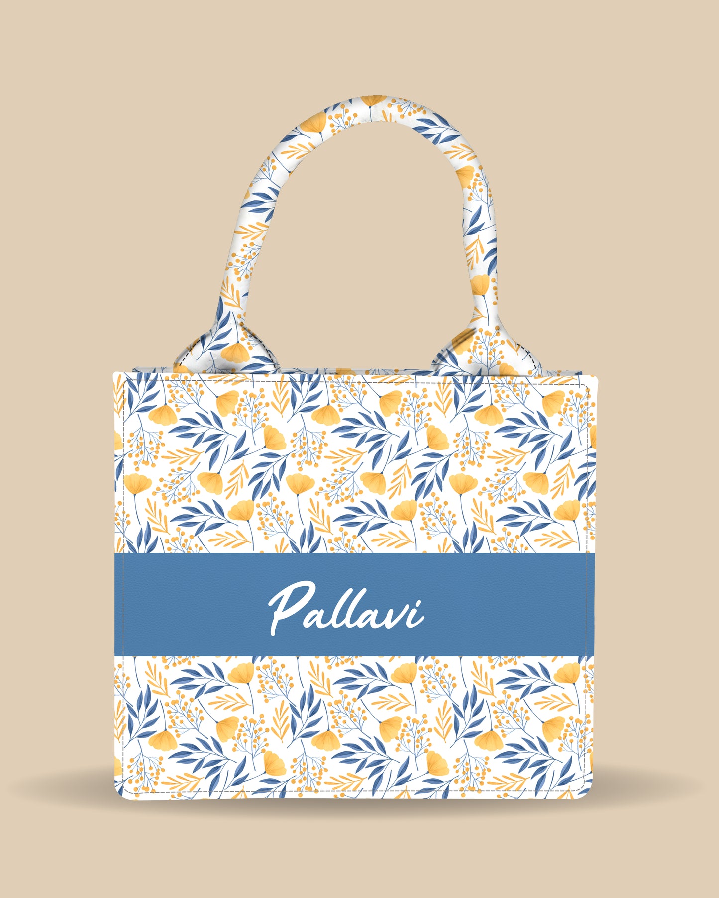 Customized Small Tote Bag Designed With Summer Botanical Flowers And Leaves