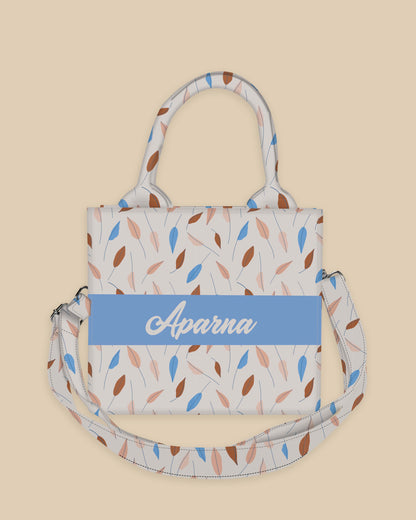 Customized Small Tote Bag Designed with Botanical Summer Leaves