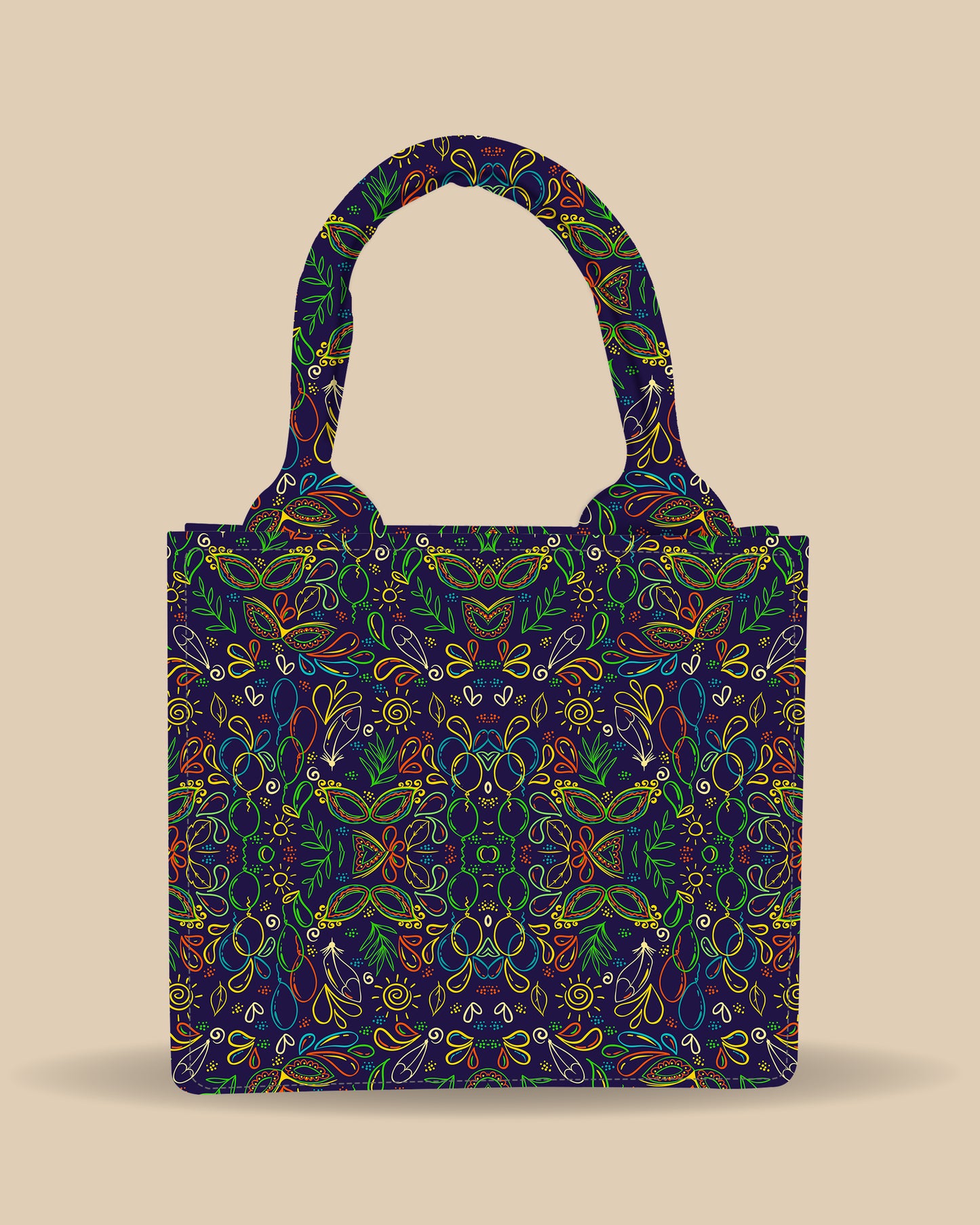 Customized Small Tote Bag Designed with Brazilian Carnival Pattern