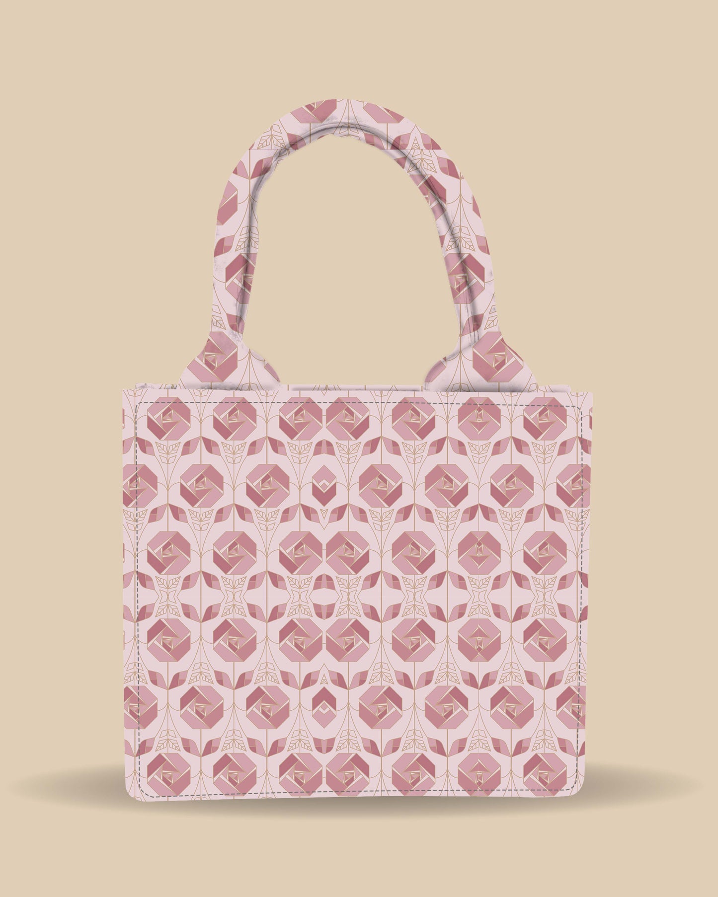 Customized Small Tote Bag Designed with Calligraphy Roses And Leaves