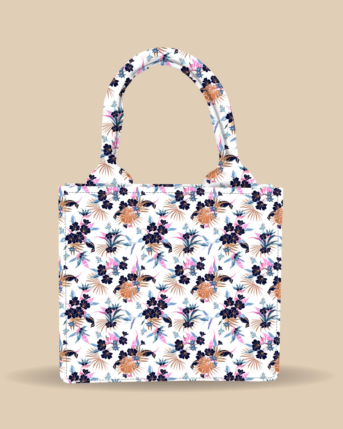 Customized Small Tote Bag Designed with Fresh Tropical Flowers And Exotic Forest Flowers