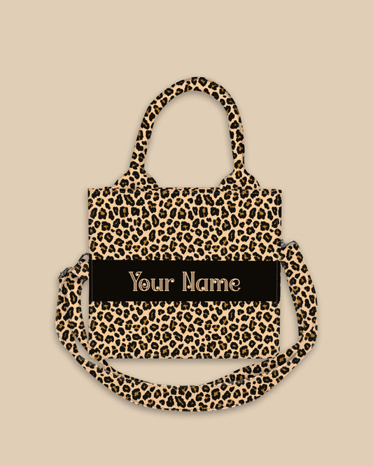 Customized Small Tote Bag Designed with Leopard Screen Pattern