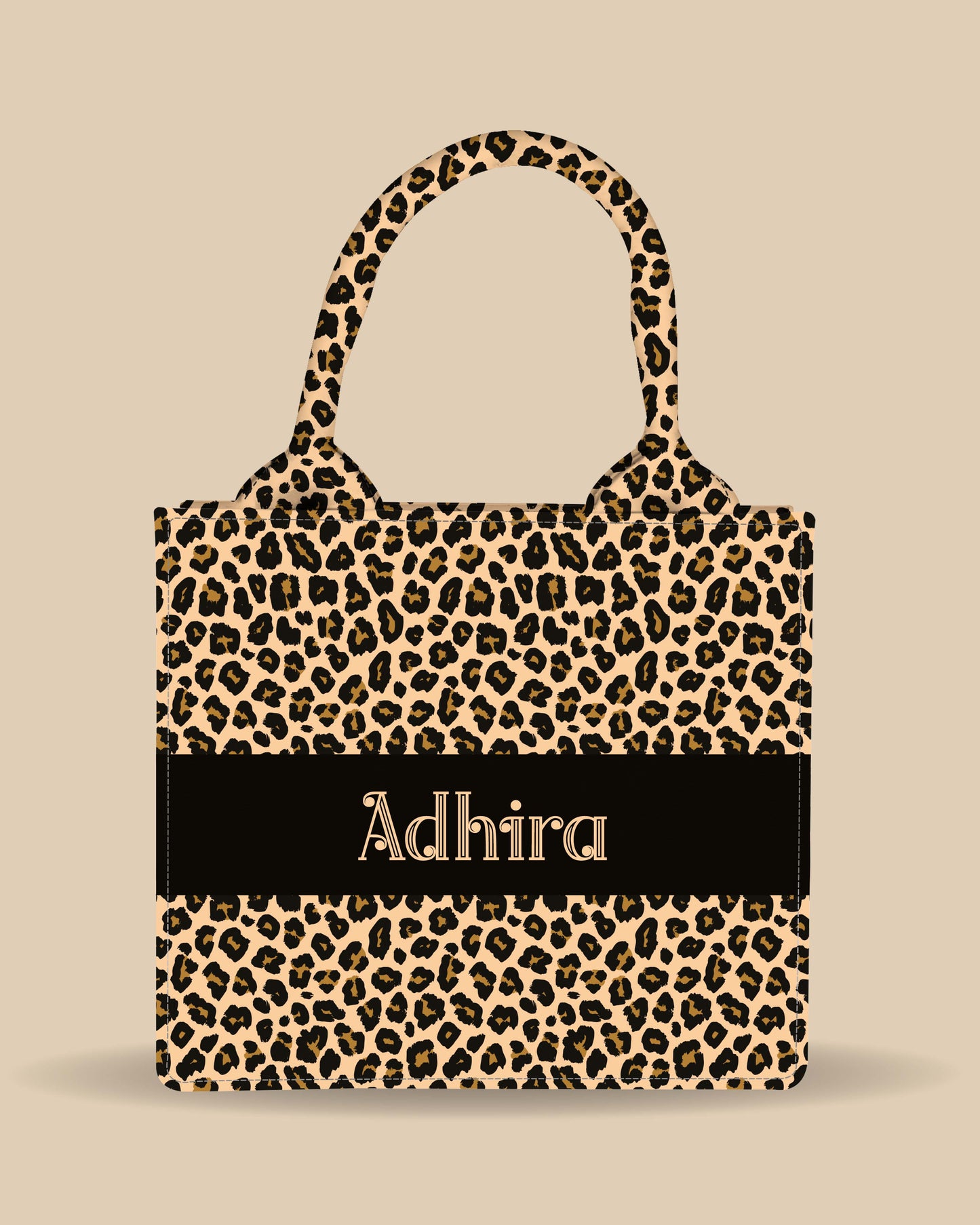 Customized Small Tote Bag Designed with Leopard Screen Pattern
