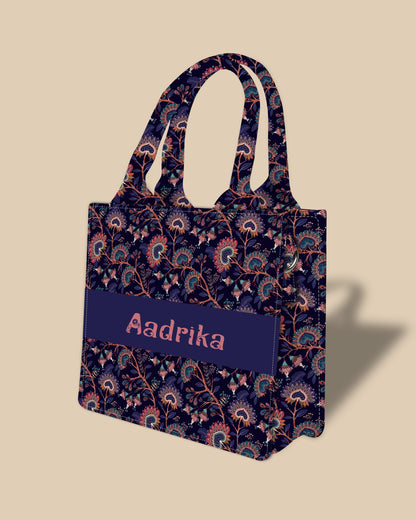 Customized Small Tote Bag Designed with Paisley And Indonesian Floral Batik