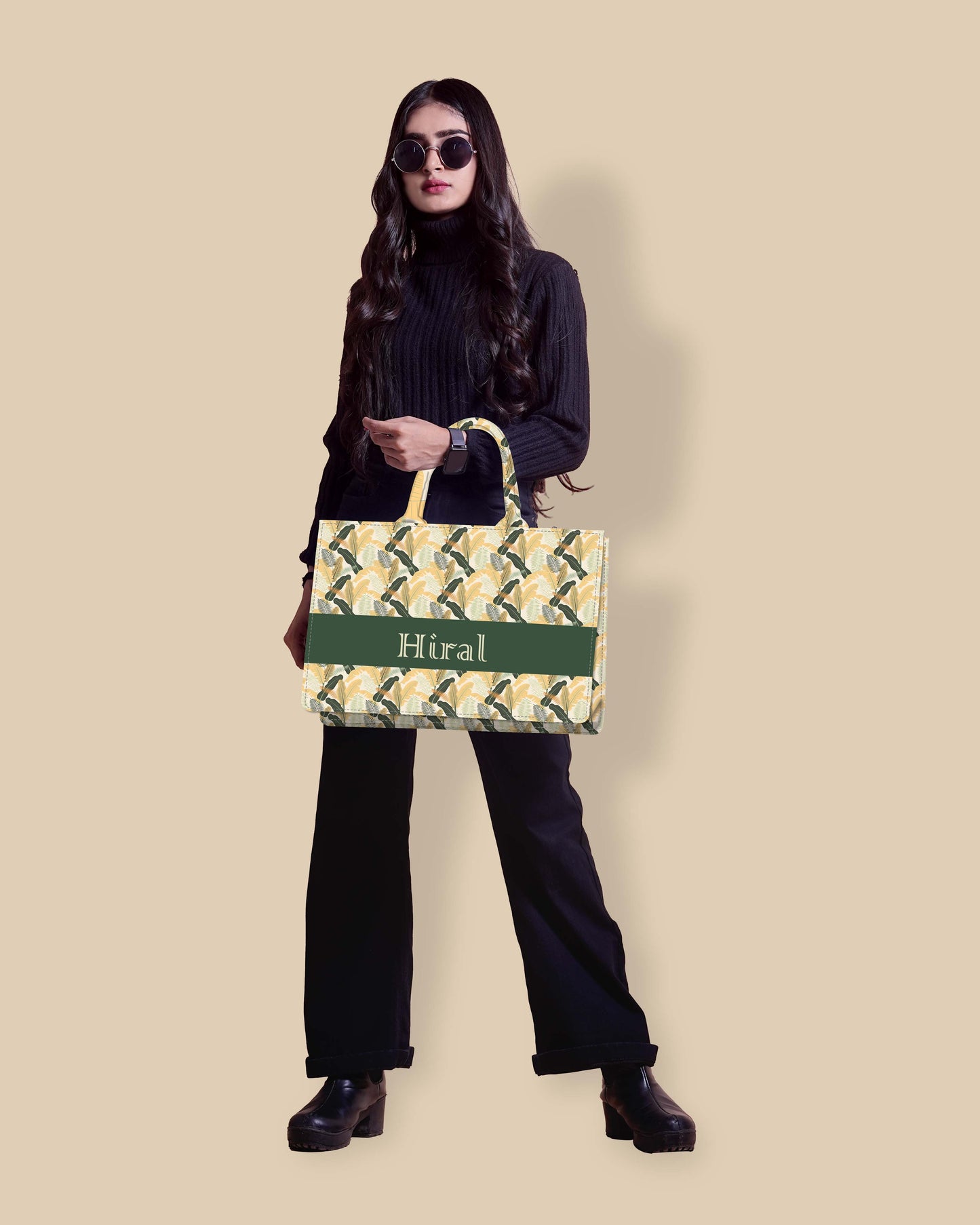 Customized Tote Bag Designed With Palm And Banana Leaves