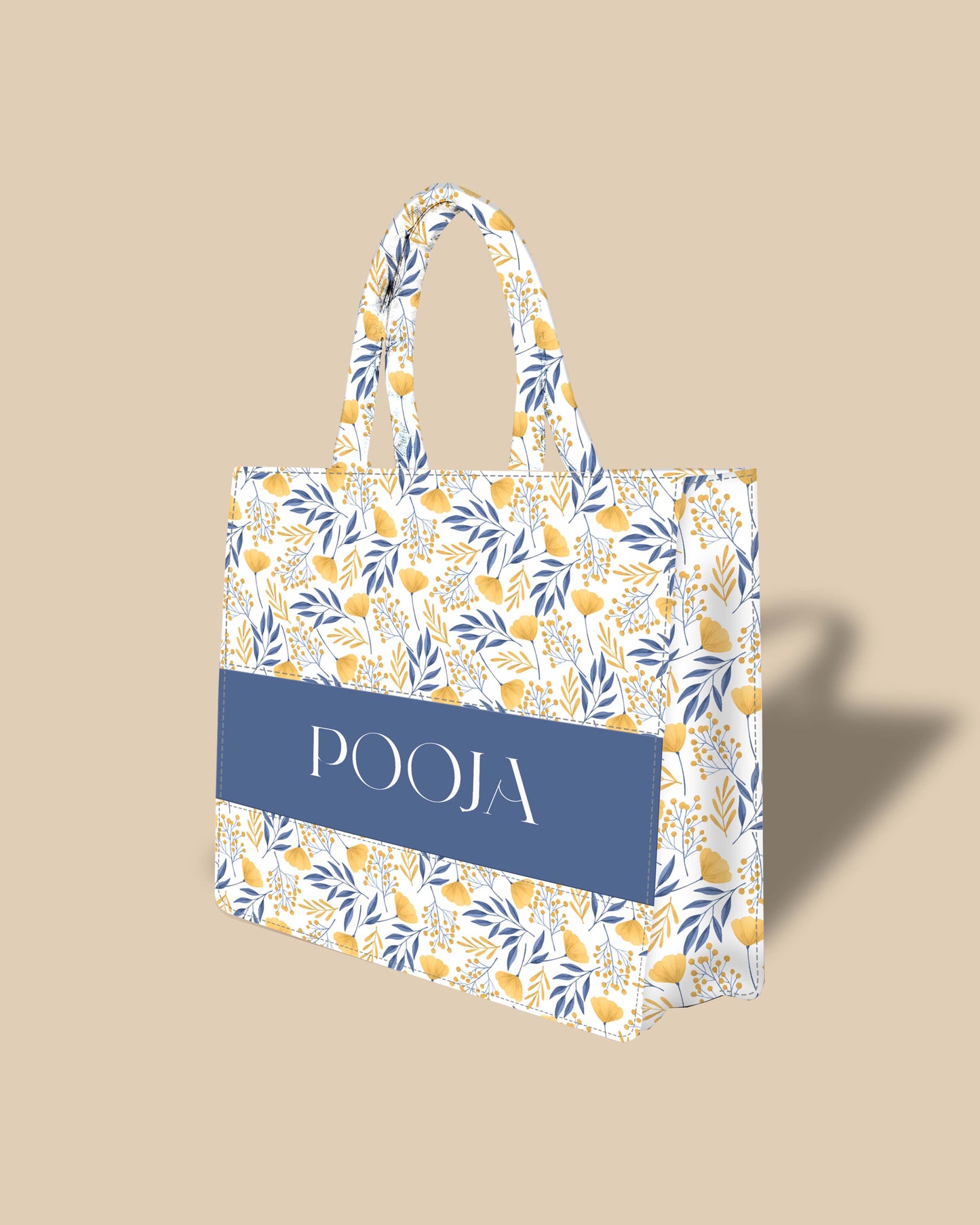 Customized Tote Bag Designed With Summer Botnical Flowers And Leaves