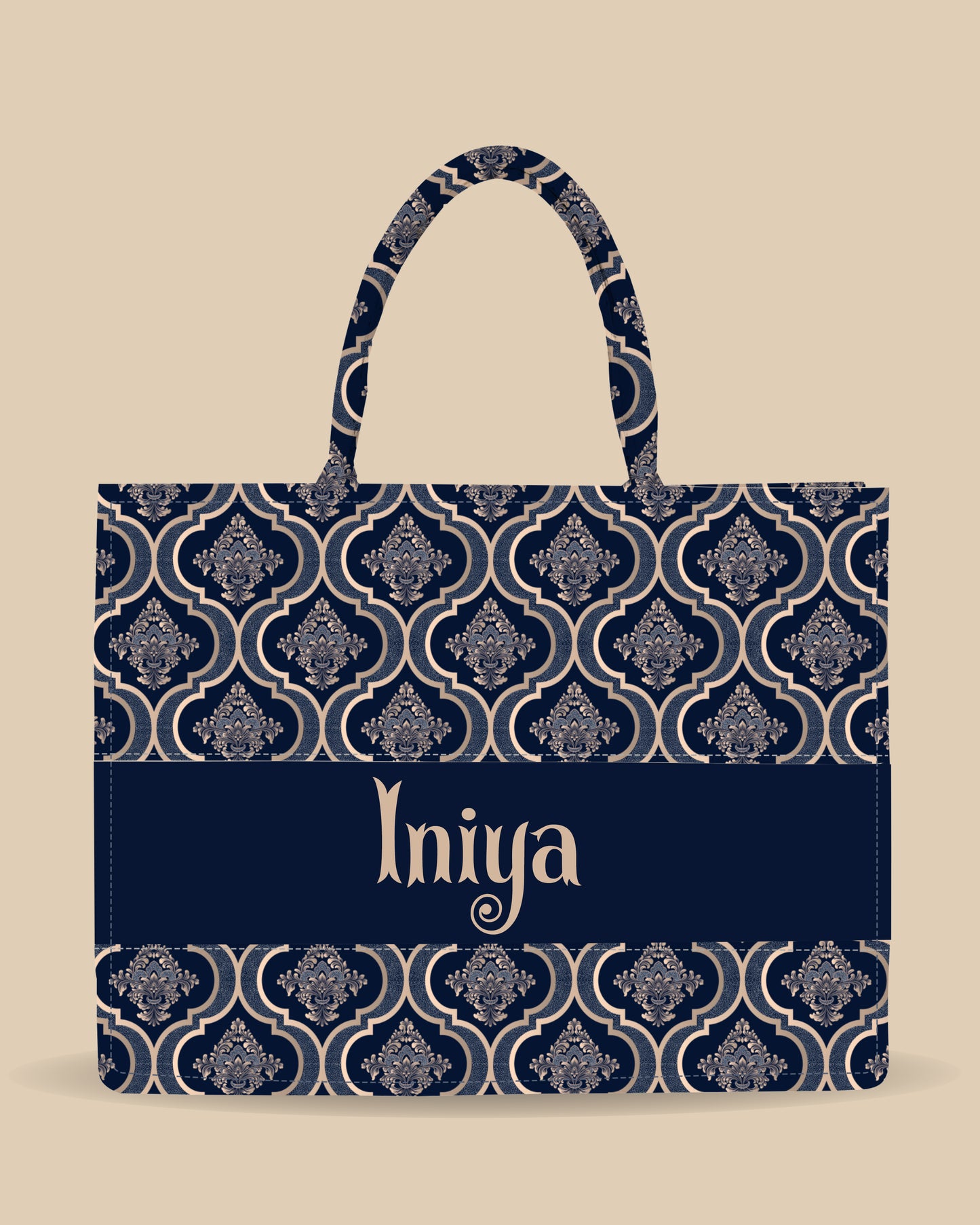 Customized Tote Bag Designed With Traditional Flower Brunch Style
