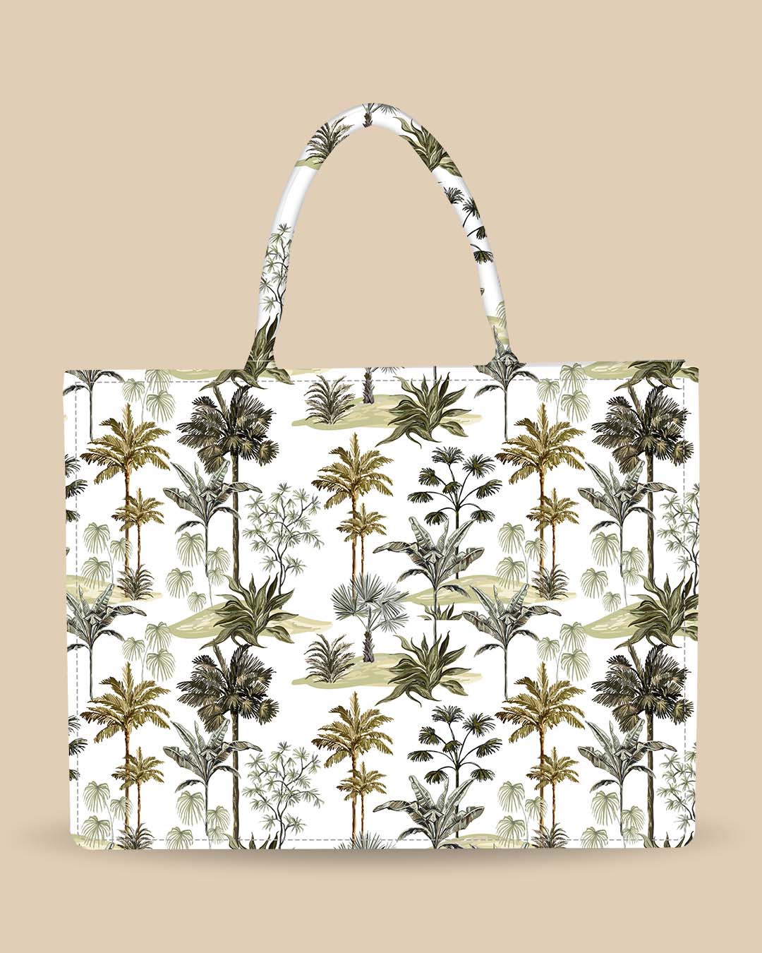 Customized Tote Bag Designed With Tropical Vintage Hawaiian Palm Trees