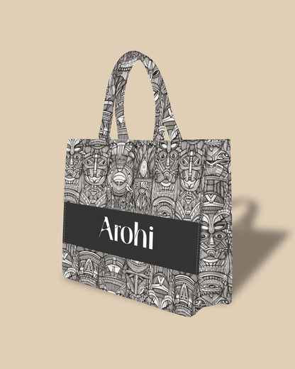 Customized Tote Bag  Designed with African Ethnic Tribal Mask