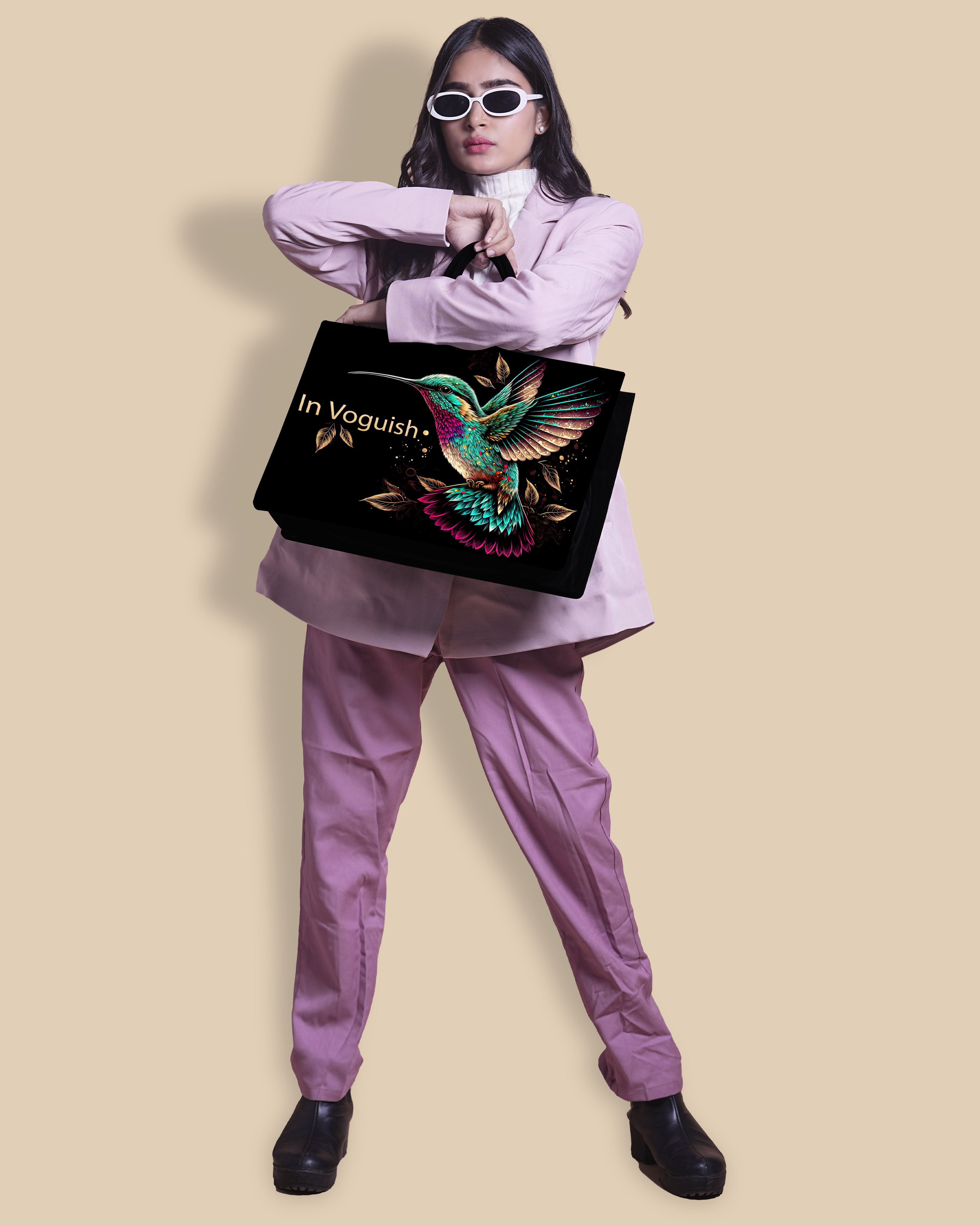 Customized Tote Bag  Designed with Beautiful Flying Sparrow