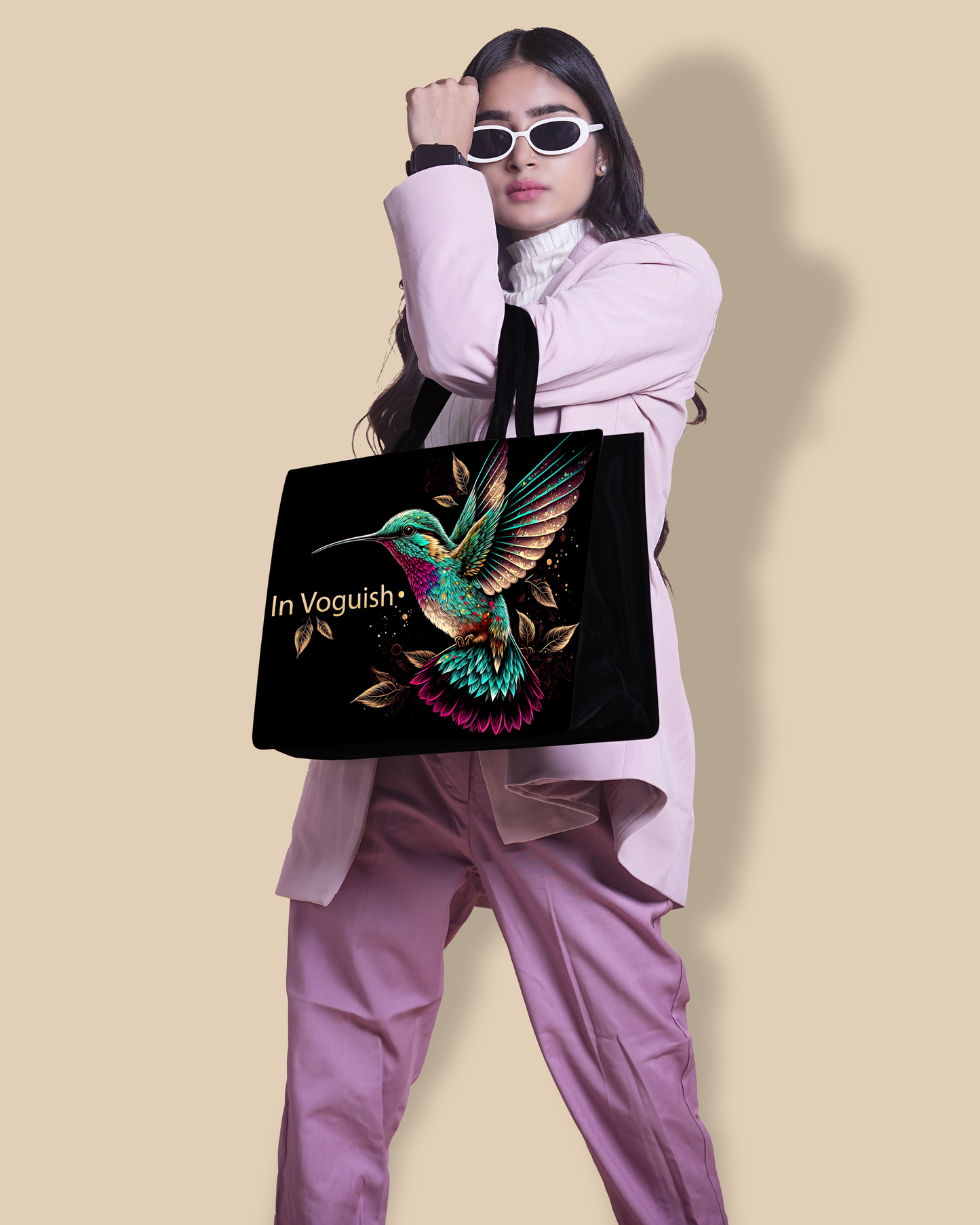 Customized Tote Bag  Designed with Beautiful Flying Sparrow