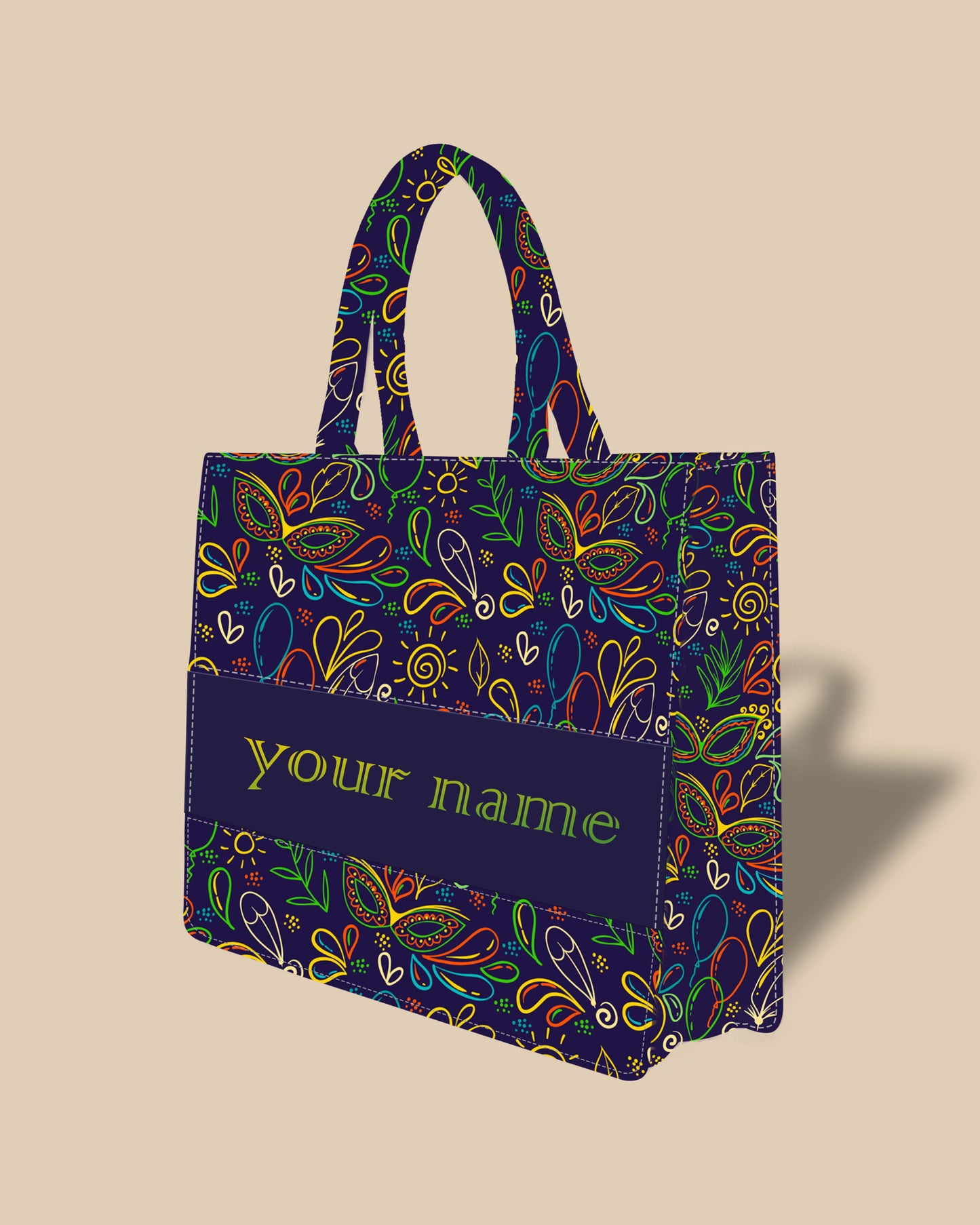 Customized Tote Bag Designed with Brazilian Carnival Pattern