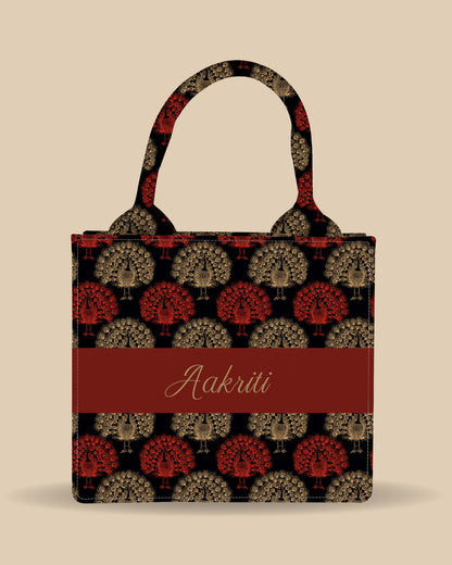 Customized Small Tote Bag Designed With Elegant Peacocks